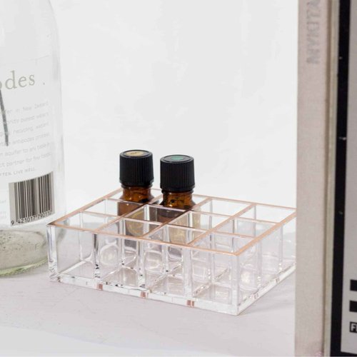 Moosy Life Moonlight Rose Gold Acrylic Lipstick Holders and Organizers, 12 Slots, ML04