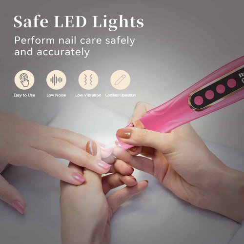 HengYuaoler Professional Manicure Pedicure Kit Cordless Electric Nail File Set 6 Speed Cordless Nail Drill for Thick Nail Toenail Cuticle Hand Foot Care Nail Drill Tool(Rose)