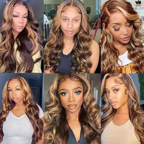 Highlight Bundles Human Hair Ombre Body Wave Bundle Unprocessed Virgin Hair 3 Bundles 16 18 20 Inch 1b/30 Body Wave Bundle Hair Extensions