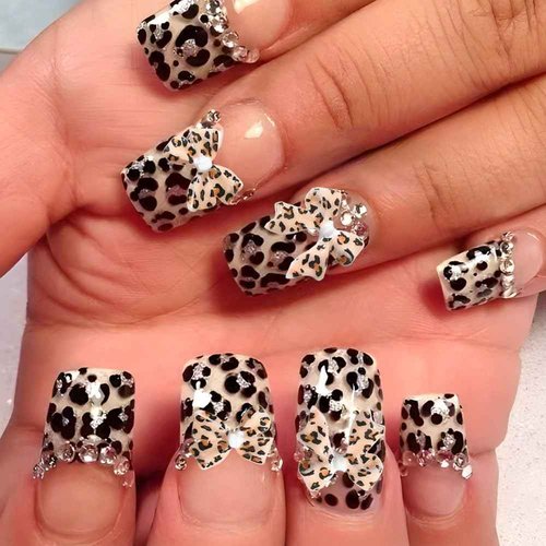 KACHIMOO 60 PCS Bow Charms Leopard Print Bow Nail Charms 3D Nail Charms for Acrylic Nails for Nails Design and DIY Crafts Decoration