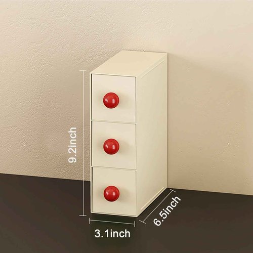 MOTDWKYD Stackable drawer with 3 Drawers, Bathroom Storage Organization, Makeup Organizer for Nail Polishes, Liquid Foundation, Lipsticks, Powder Puff, Beige