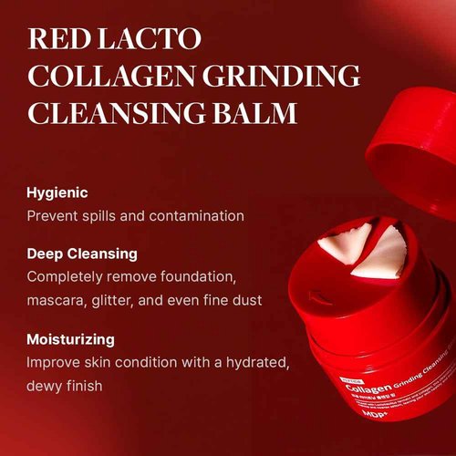 MDP+ RED LACTO COLLAGEN GRINDING CLEANSING BALM, Pore Cleansing, Hydrating, 1.69 oz/50ml, Pore Tightening, Travel Cleanser