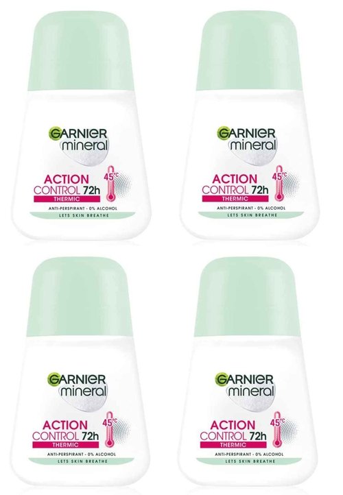 (Pack of 4) Garnier Mineral Action Control Thermic Anti-perspirant Roll On for Women 4x50ml