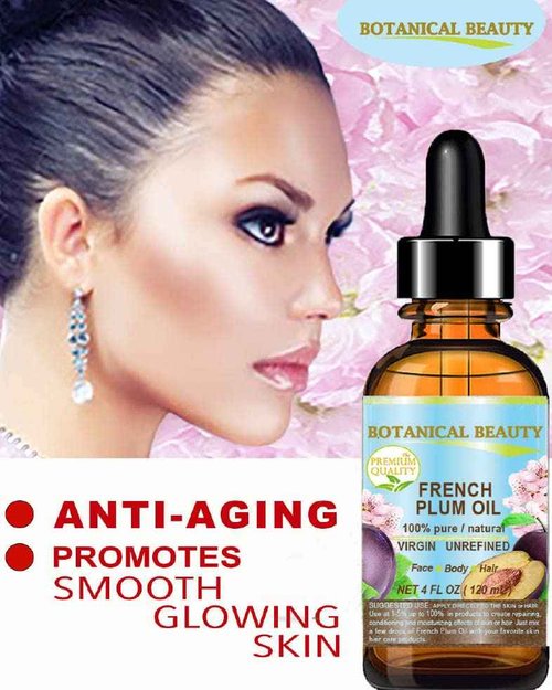 PLUM OIL French. 100% Pure Natural Virgin Unrefined Undiluted Cold Pressed Carrier Oil. For Face, Skin, Hair, Body, Lips, Nails (4 Fl.oz - 120 ml.) by Botanical Beauty