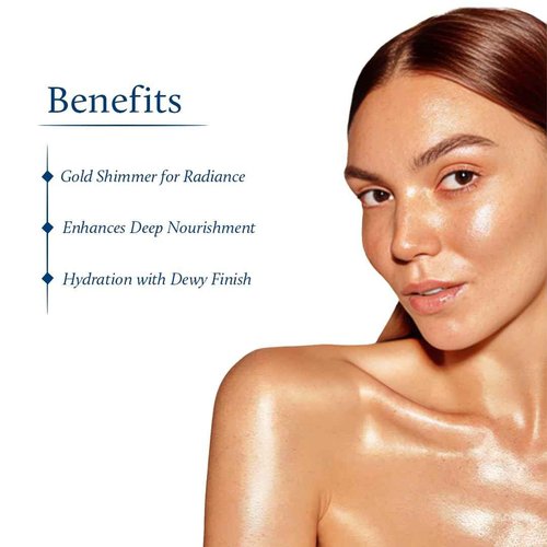 Blue Nectar Body Oil with Swaran Bhasam for Glowing Skin | Ayurvedic Body Oil for Dry Skin | Nourishing Oil with Gold & Shimmer (16 Herbs, 3.38 Fl Oz)