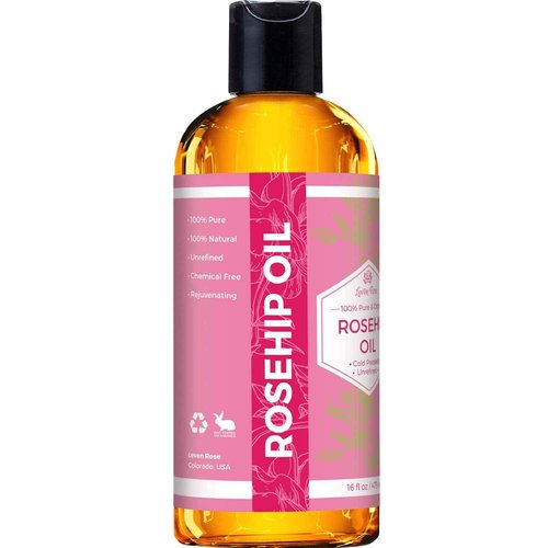 Leven Rose Rosehip Seed Oil for Face 16 oz - Pure Rosehip Oil for Face - Unrefined Cold Pressed Rose hip for Body - Nighttime Face Moisturizer for Hair, Skin & Nails