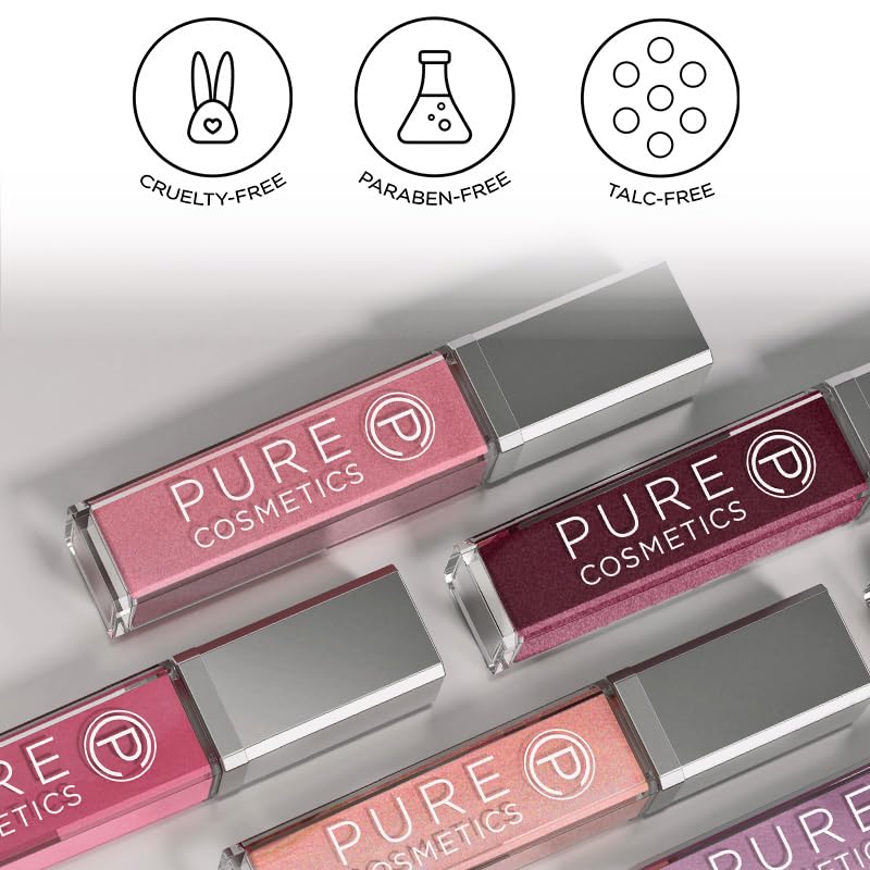 Pure Cosmetics Pure Illumination Lip Gloss - LED-lit Applicator w/Side Mirror - Non-Sticky, Moisturizing & Hydrating Lip Glosses - Soothes & Heals Dried Chapped Lips (Shimmer)