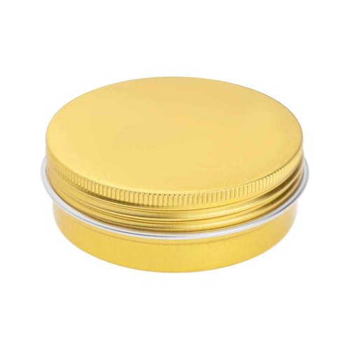Foraineam 24 Pack 2 oz Round Aluminum Lip Balm Tin Cans with Screw Top Lids - Golden Cosmetic Sample Containers - Metal Empty Tins Travel Storage Tin Jars for Salve, Spice or Crafts