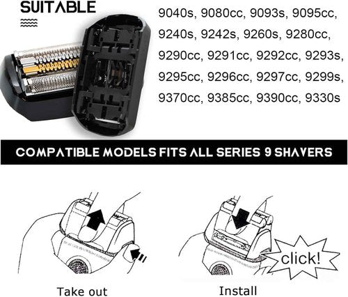 92B Replacement Head Series 9 Electric Shaver Replacement Head Compatible with Braun S9 Sport Replacement Head, 92B Foil Blades for All Series 9 Shavers 9477cc,9330s,9465cc,9460cc,9419s,9390cc,9385cc