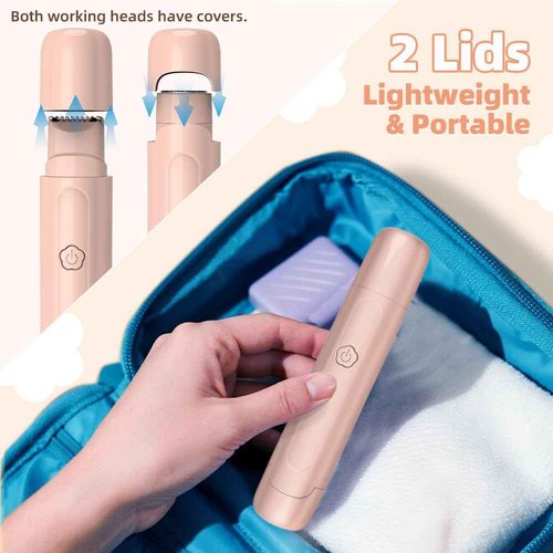 2 in 1 Women's Electric Shaver, Dual Head Bikini Hair Trimmer, IPX6 Waterproof, Wet & Dry, Bikini Underarm Leg Arm Body Facial Epilator. (Pink)