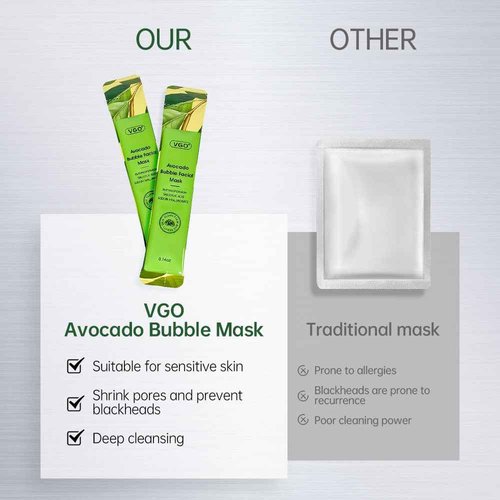 VGO Blackhead Remover Bubble Clay Mask, Deep Moisturizing & Pore Cleanser Face, with Salicylic Acid & Hyaluronic Acid，Daily Hydrating Facial Care & Skin Blackhead Mud, 12pcs (0.14 Ounce (Pack of 12))