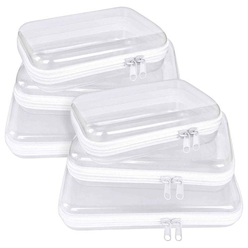 6 pcs Clear Hard Shell Zipper Case, Travel Makeup & Toiletry Organizer, Zippered Toy Storage, Pencil Case, Toy Storage Box, Hard Plastic Cosmetic Bag for Storage ,Travel Transparent Zipper Storage Box