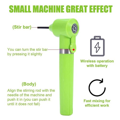 Tattoo Ink Mixer Pigment Makeup Electric Eyebrow Nail Color Supply Tool Agitator Machine 100 Mixing Sticks Set-Green