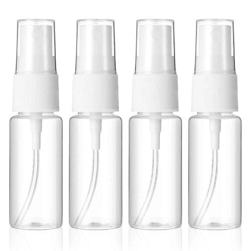 Giantree 4-Pack Clear Spray Bottles, 0.7 oz/20ml Small Plastic Spray Bottles, Empty Travel Bottle, Fine Mist Sprays Bottle for Hair, Reusable Fine Mist Sprays Vase for Alcohol Perfume