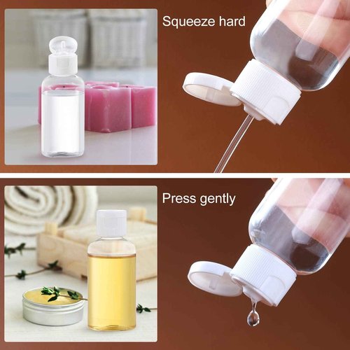 VEIDIA 100 Pack 1.7oz Plastic Empty Bottles with Flip Cap Small Travel Size Bottles Hand Sanitizer Bottles Refillable Travel Container for Shampoo Body Soap Lotions Baby Shower (Clear)