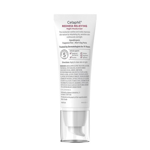 Cetaphil Redness Relieving Night Moisturizer, 1.7 Ounce with Redness Control Daily Foaming Face Wash, 8.0 Fluid Ounce