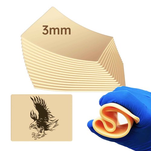 15pcs 3mm Tattoo Practice Skin - (6x9"/A5) Double Sided Soft Silicone Fake Skin Tattoo - Ink-Ready Easy-Wipe for Beginners & Professionals