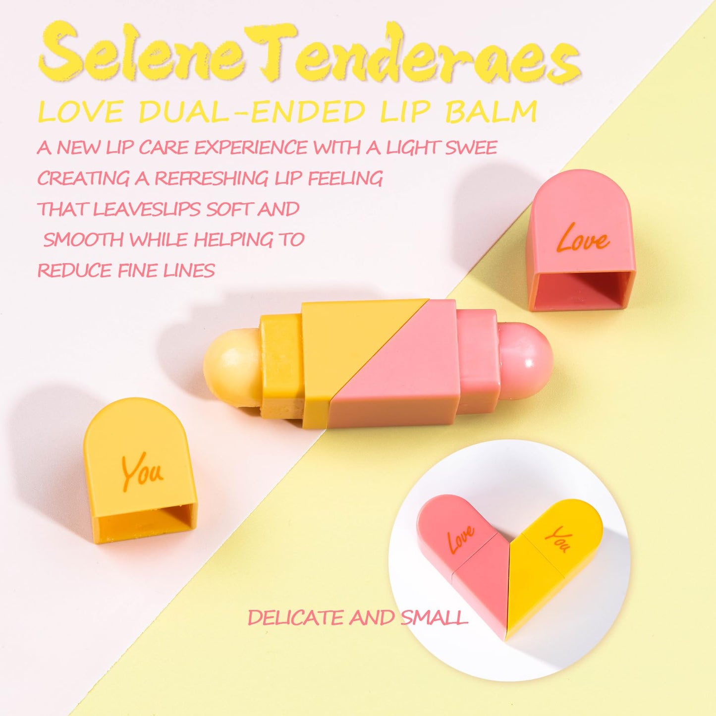 SeleneTenderaes Heart Shaped Dual-use Deformable Lip Balm Stick - Honey, Peach. Repair, Keep Lips Moisturized,pink gift box，Gifts