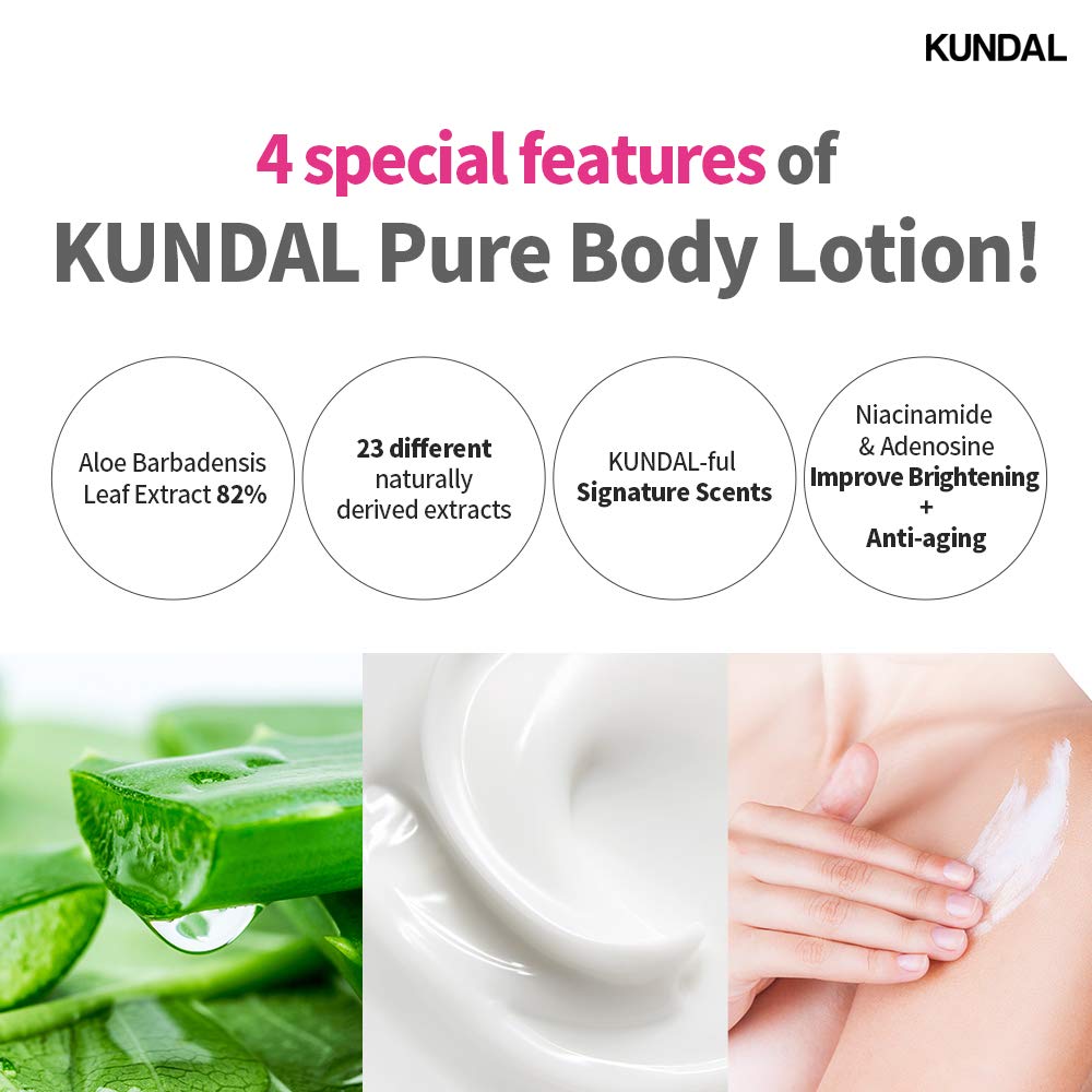 Kundal Nature Body Lotion [English Rose Scent] Moisturizer with 82% Aloe Vera/Deep Hydration for Dry Skin/Organic Formular Sensitive Skin Friendly 1,000ml (16.9 Fl Oz x 2ea/set)