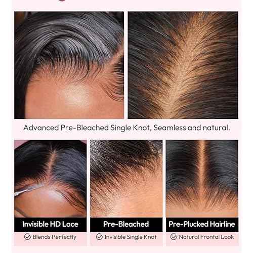Wear and Go Glueless Wigs Pre Plucked Pre Cut 4x4 Bob Wig Human Hair wigs for black women Short Straight Bob Wig Human Hair 180 dentisty natrual color 16 Inch