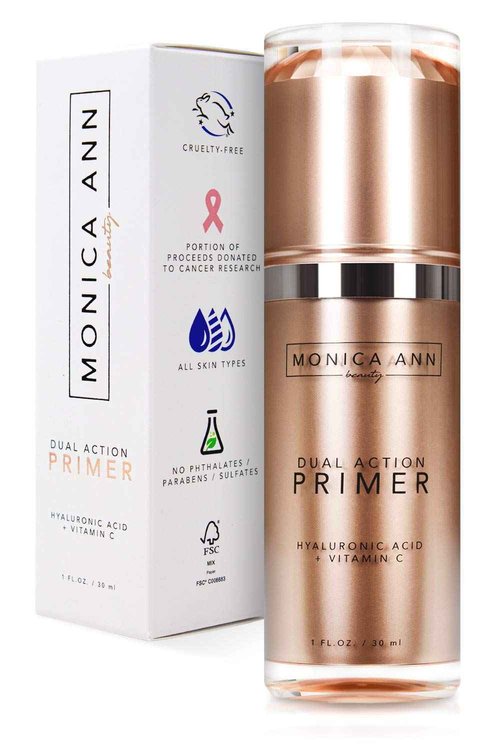Monica Ann Beauty Dual-Action Face Primer - 30 mL | Hydrating Makeup Primer With Vitamin C & Hyaluronic Acid | Smoothing Translucent Matte Pore Minimizer | Foundation Primer For Any Skin Tone