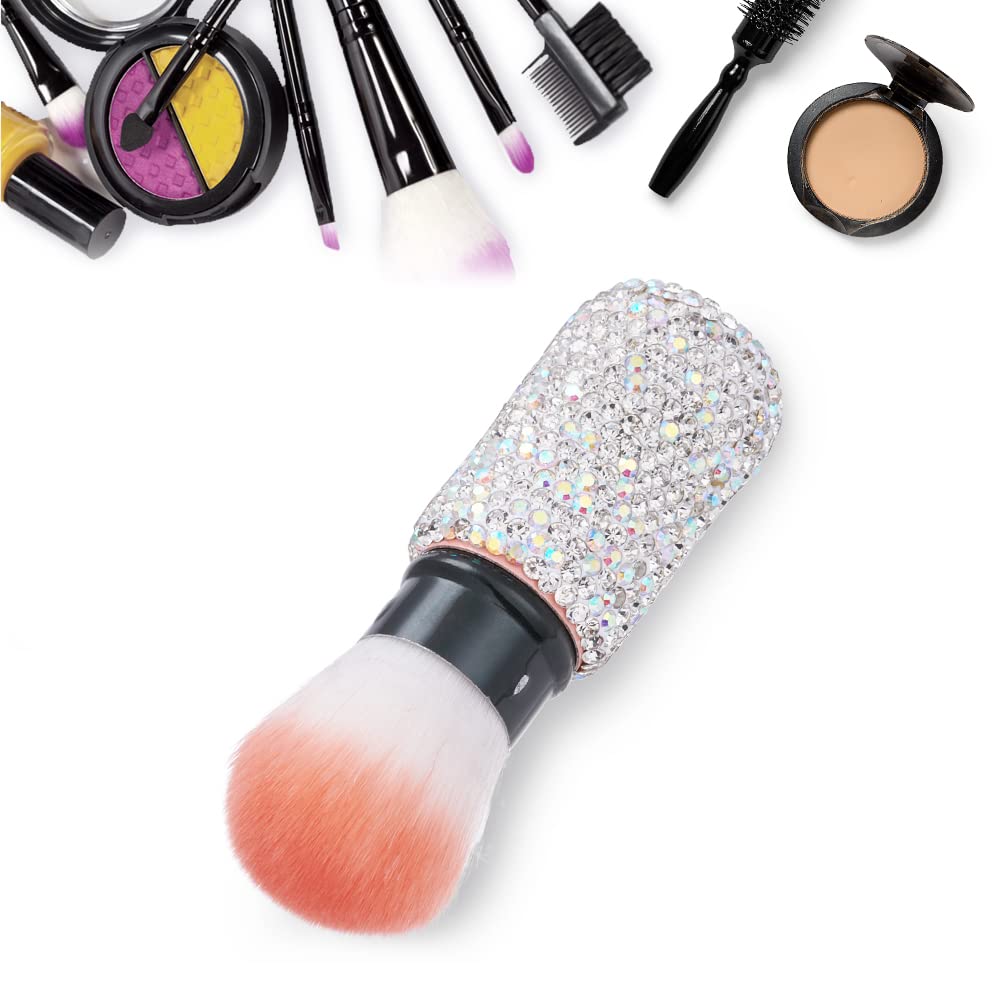 XhuangTech Bling Make Up Brush Crystal Makeup Travel Brushes Blusher Rhinestone Cover Foundation Highlight Blush Cosmetic Tools (White)