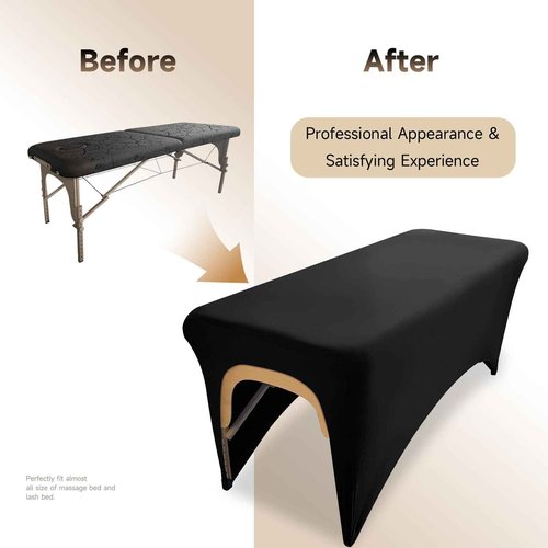 Elastic Lash Bed Cover Black Massage Table Cover Made of 90% Polyester and 10% Spandex, Spa Sheet Set for Lash Extension Bed or Massage Table