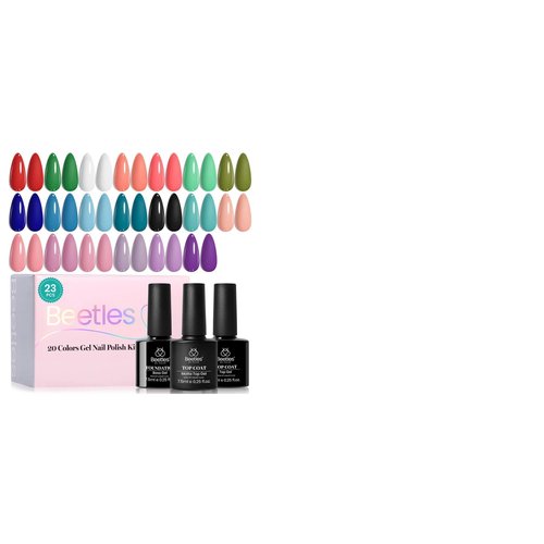 Beetles Gel Nail Kit 504Pcs Medium Almond Nail Tips with 20 Colors Gel Nail Polish Set