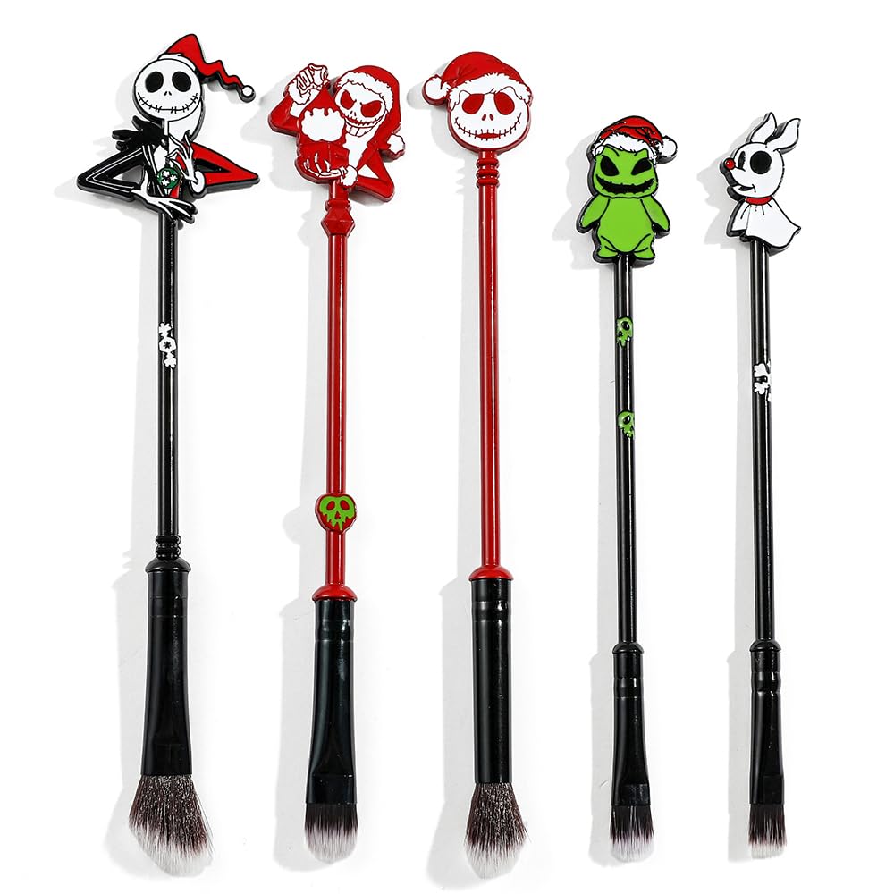 6pcs The Nightmare Before Christmas Makeup Brushes Corpse Bride Anime Makeup Brush Set Jack Skellington Eyeshadow Brushes Halloween Make Up Kit