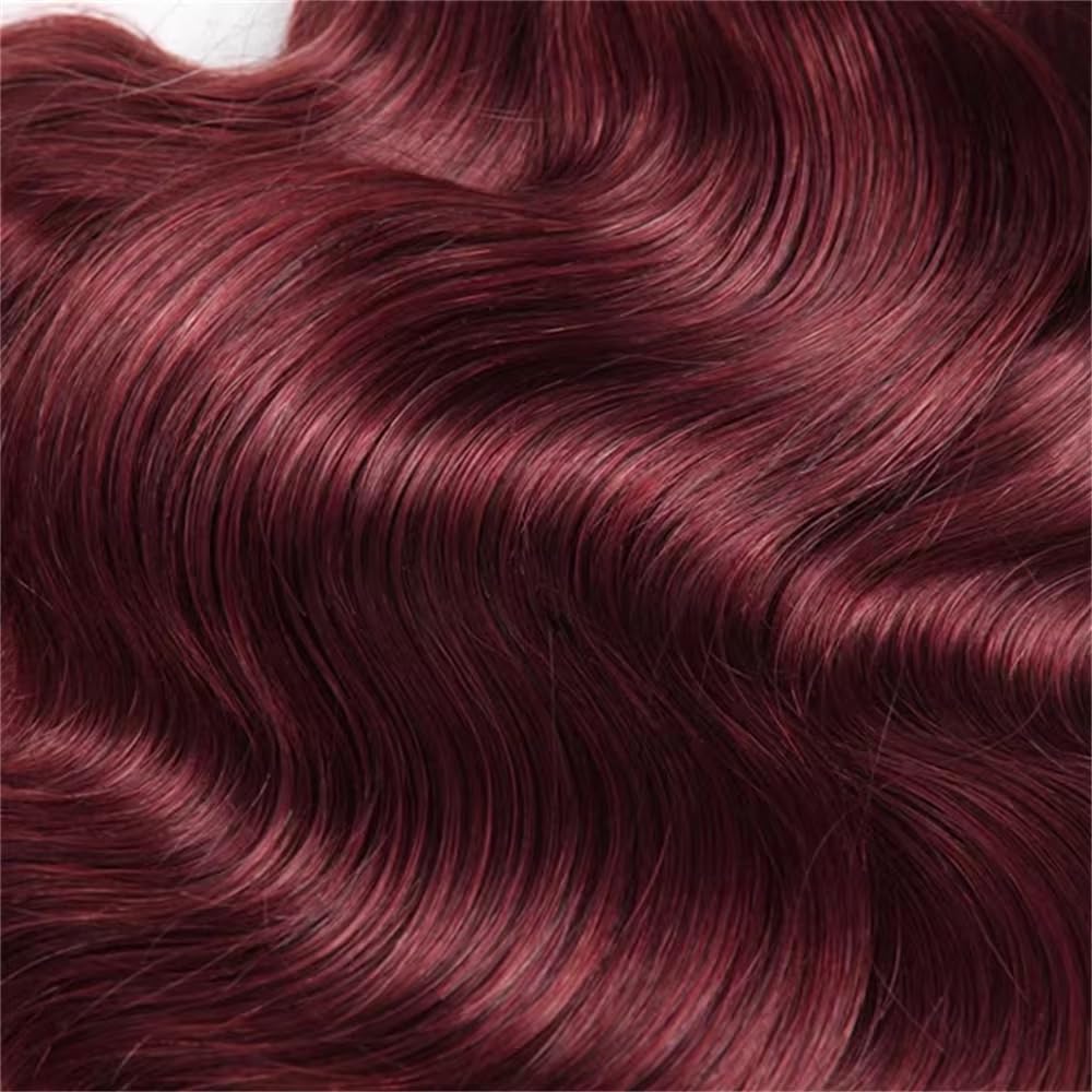 100% Unprocessed Brazilian Virgin Human Hair #99J Body Wave Human Hair Bundles 22 Inch Hair Extensions Burgundy Bundles Human Hair Remy Hair Weave for Women