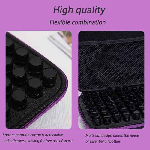 Rigute 63 Bottle EVA Essential Oils Organizer - Holds 1-3ml Bottles, Storage Holder Carrying Case, Traveling Bag with Foam Insert