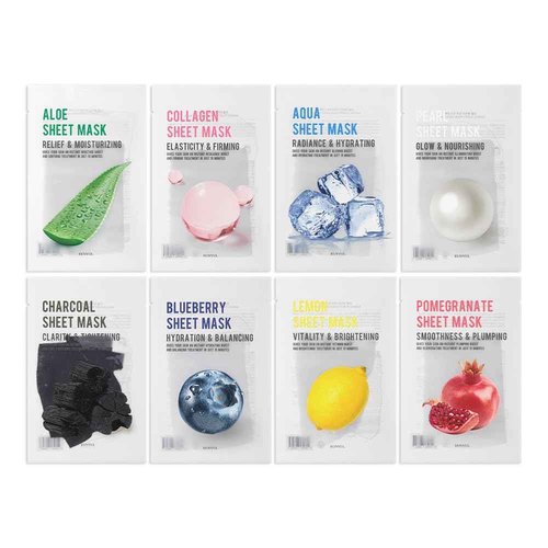 EUNYUL Purity Korean Collagen Face Mask for Skincare 8 Types x 5 Sets Hydrating and Nourishing