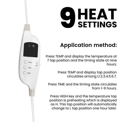 ForPro Professional Collection Fleece Massage Table Warmer, Extra Large 31" x 72" Heating Pad with 9 Heat Settings, Rapid Warming, LED Controller, 6' Detachable Power Cord