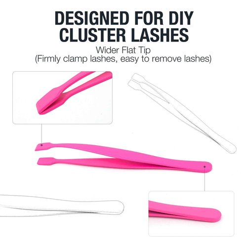 Lash Cluster Tweezers for DIY Individual Eyelash Clusters Tools with Case, Applicator for Mistake-Proof Artificial Lash Placement–Ergonomically Designed Handle Easy for beginner Blunt Design Safe Use
