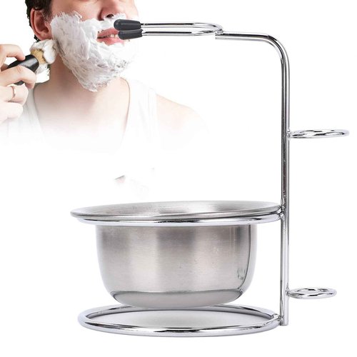 MOUMOUTEN Shaving Set, Metal Shaving Brush Holder, Stainless Steel Shaver Soap Bowl Set for Man, Husband, Father, Valentine's Day