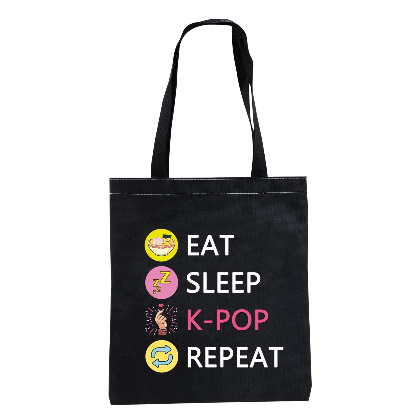 CMNIM K-POP Makeup Bag Eat Sleep K-POP Repeat Travel Pouch K-pop Merchandise Gift for Women Girl (Eat Sleep K-POP Repeat Black TB)