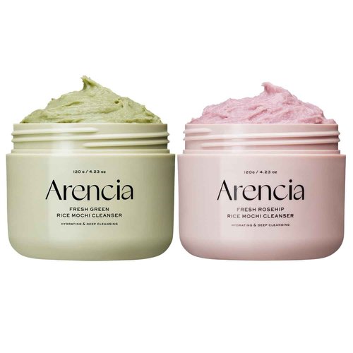 ARENCIA Korean Rice Mochi Face Cleanser DUO [Fresh Green + Rosehip] - Deep Pore Cleansing, Acne Face Wash, Blackhead Remover for Sensitive & All Skin Types