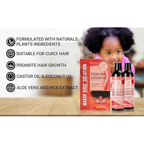 Kid¡¯s Hair Growth Set. Shampoo & Conditioner with black castor oil, Wheat Protein, Argan, Jojoba, Aloe Vera, , Mask Treatment and Leave-in, Sulfate Paraben Free, No harsh chemicals.