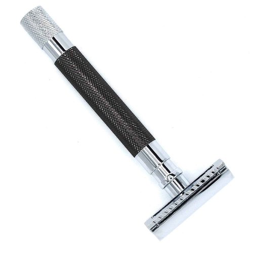 Parker 56R Heavyweight Double Edge Safety Razor with 5 Parker Premium Platinum Stainless Steel Razor Blades – Classic 3 Piece Design (Graphite)