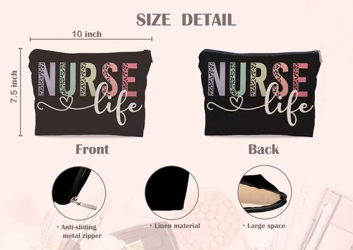 Lacosu Nurse Life Nursing Leopard Makeup Bag Make Up Cosmetic Bag Small Zipper Pouch,Nurse Appreciation Week Graduate Gift,Nursing Gift