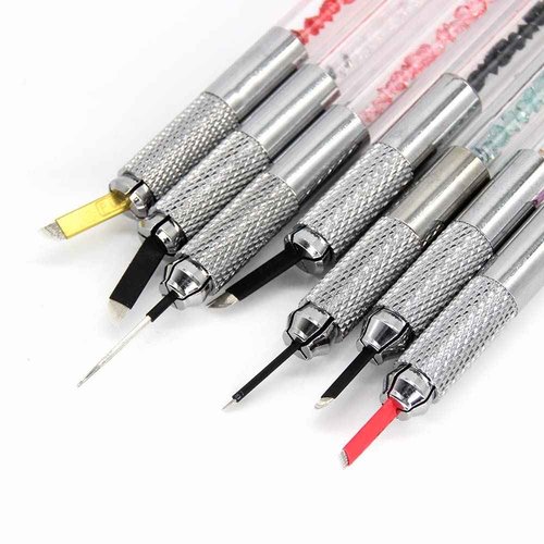 10 Multi-colors Double Sided Microblading Handles Individually Packaged with Lot # and Exp. Date for Microblades