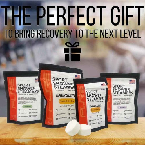 Pure Energizing Sport Shower Steamers - Natural Orange and Tea Tree Essential Oils, Made in USA, Energy Boost for Athletes, Christmas Stocking Stuffers for Runners, Relaxing Gift for Self Care
