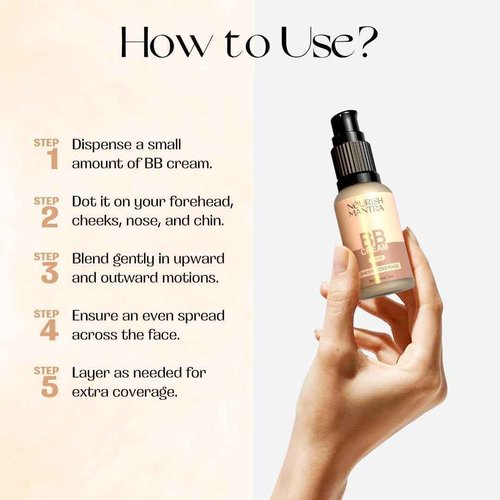 Nourish Mantra BB Cream with SPF 25 | Best For No-Makeup-Makeup Look | Enriched with Niacinamide & Aloe Vera | Suits All Skin Types | For Women | 15 ml