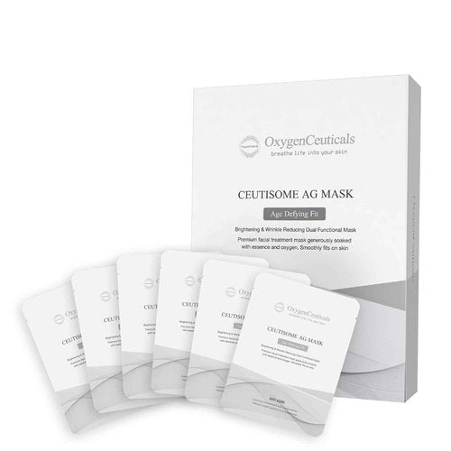 OxygenCeuticals Ceutisome AG Mask – Premium Anti-Aging Caviar Sheet Mask with Adenosine & Sodium Hyaluronate, Brightening & Wrinkle Care, Non-Irritating Hydrating Face Mask (6 Sheets/1 Box)