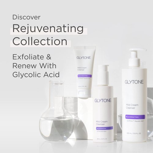 Glytone Mild Cream Cleanser | Exfoliate & Moisturize with 3.4 Free Acid Value Glycolic Acid & Glycerin | Face Wash for Women Removes Makeup & Oil | Face Cleanser for Dry Skin | 6.7 Fl oz.