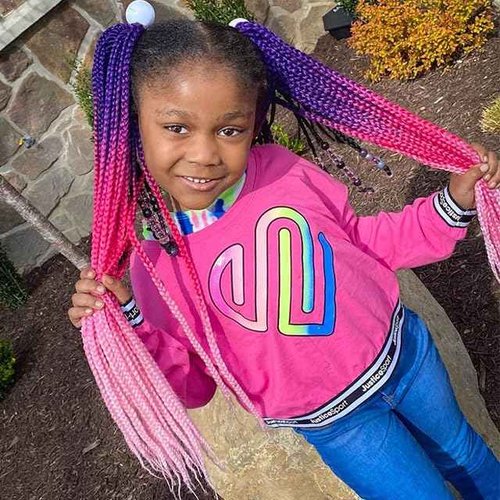 Box Braids Crochet Hair 24 Inch Pre Looped 3X Goddess 6 Packs Ombre Red Pink Box Braids Crochet Hair for Black Women Knotless Straight Braiding Hair Extensions(Purple/Red/Pink#)