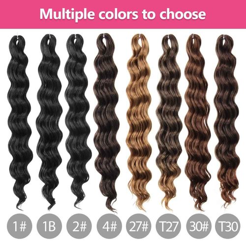 Niseyo NU Ocean Wave Crochet Hair 18 Inch 8 Packs Soft Deep Twist Crochet Braids Synthetic Wavy Braiding Hair Extensions (T27 Ombre Honey Blonde)
