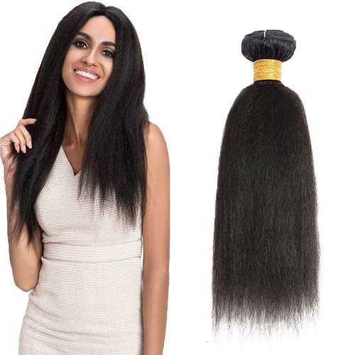 1B Kinky Straight Bundles Human Hair 30 Inch Natural Black Yaki Straight Bundle Human Hair Extensions Unprocessed Virgin Remy Hair 1 Bundle 50 Gram Per Bundle For Women