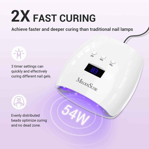 MelodySusie Professional UV LED Nail Lamp, P-Plus30I High Efficient Nail Dryer with 3 Timers & Detachable Base Cures All Hard Gels, Especially Rhinestone Glue, Solid & Liner Gel Polishes