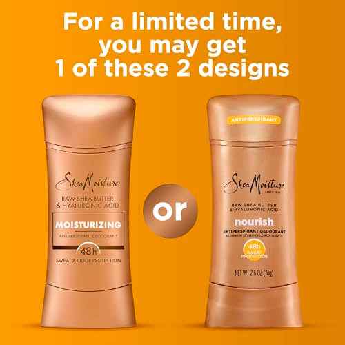 SheaMoisture Antiperspirant Deodorant Stick Moisturizing Raw Shea Butter & Hyaluronic Acid 2 Count for 48HR Sweat & Odor Protection with No Parabens & No Mineral Oil 2.6 oz